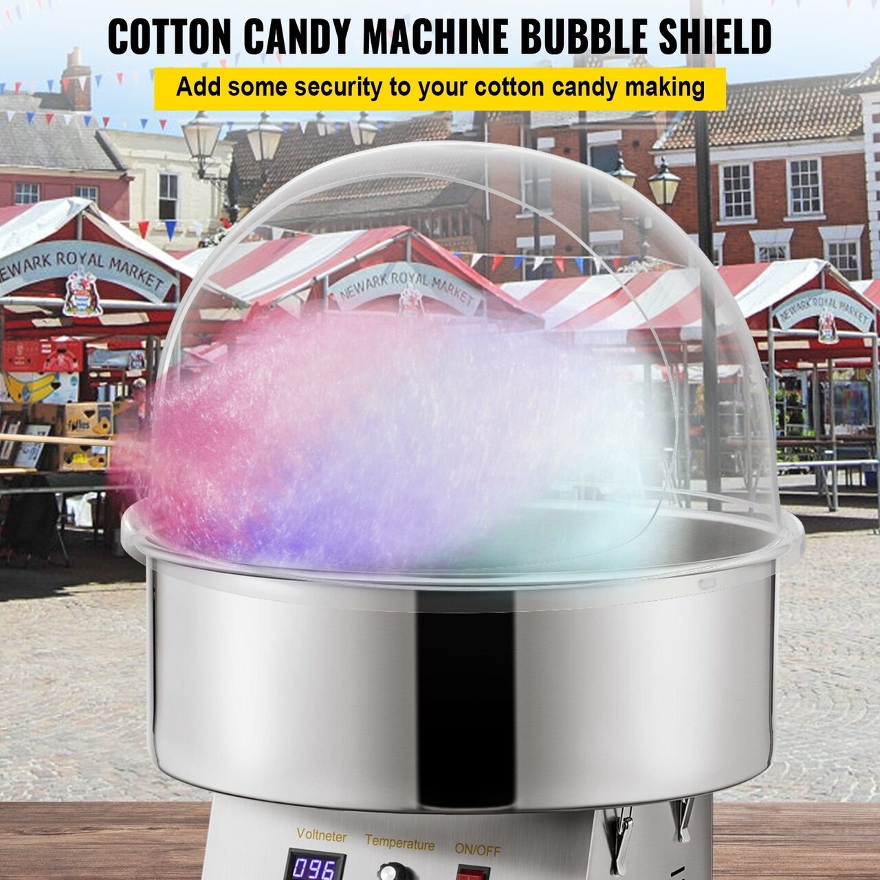 VEVOR-21" x 12.6"-Clear-Cotton Candy Machine Safety Cover with Serving Access-1 Piece